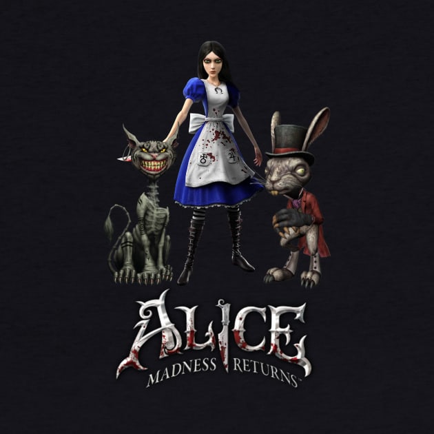 Alice: Madness Returns-Alice Liddell, Cheshire Cat, White Rabbit by Lhethril